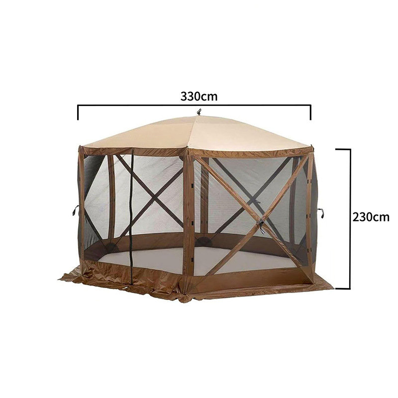 Écran de camping hexagonal maisons et chambres