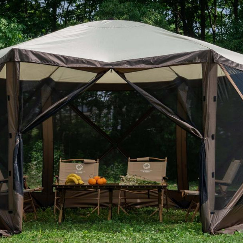 Écran de camping hexagonal maisons et chambres