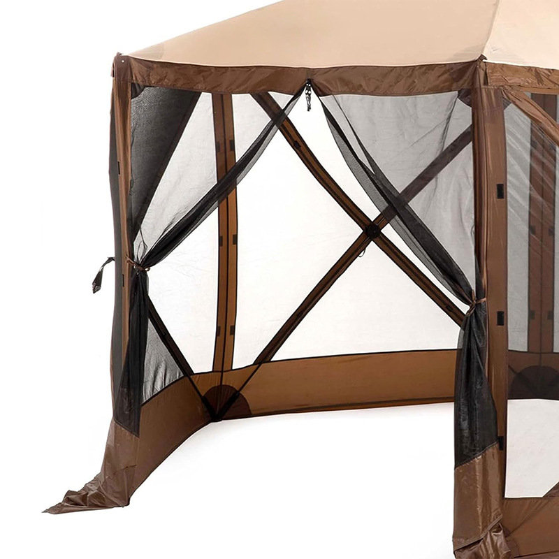 Écran de camping hexagonal maisons et chambres